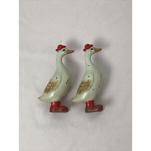 4.5" Duck In Red Muddy Rain Boots & Matching Hat, Summer Swimmer Geese